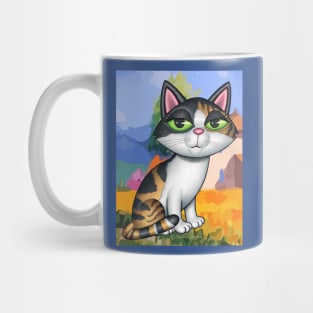 Cute Calico Kitty on Southwestish background Mug